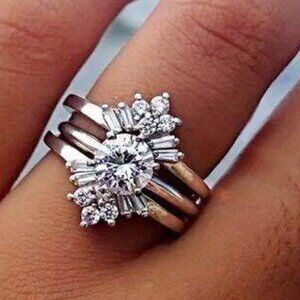 💎Engagement Anillos Multi Layer Stackable Flower CZ Wedding Ring, UNVN12…